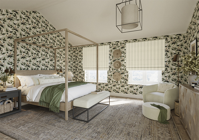 Trellis Prints, Noble Stripe Bud Green - Roman Blind - Image 6